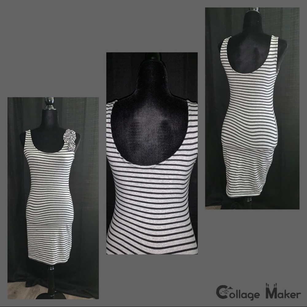 Gray and black strip bodycon